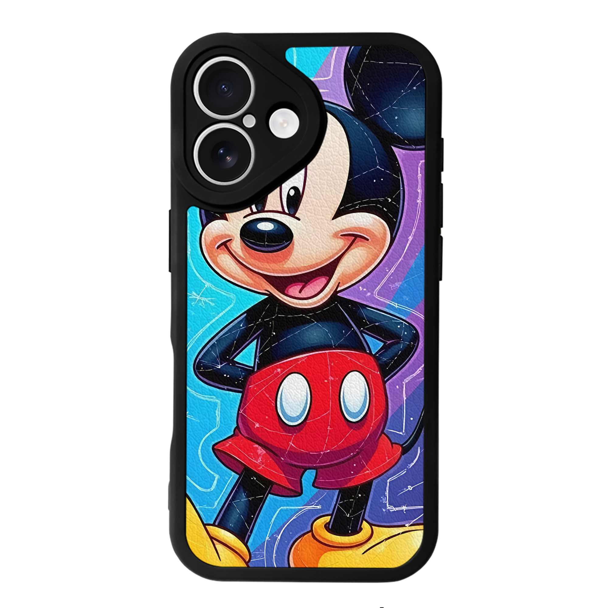 （画像用） ミッキーマウス Mickey Mouse 【iPhone 16シリーズ対応】シリコンスマホケース（レザー調） 材質：シリコン